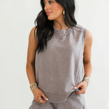 French Terry Sleeveless Top | Mocha