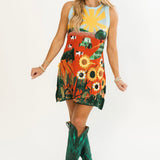Multi Farm With Knit Sunflowers Tank Dress | Queen Of Sparkles