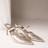 Kanika Heels | Platinum Distressed Leather