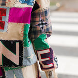 Beige Mutli Queen Patchwork Sweatshirt | Queen Of Sparkles