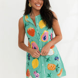 Green Gingham Fruit Button Up Tank Dress | Queen Of Sparkles