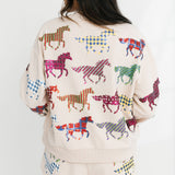 Beige Multi Print Horse Short | Queen Of Sparkles