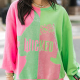 Licensed Green & Pink Colorblock Character Profile 'Wicked' Sweatshirt | Queen Of Sparkles