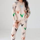 Beige Deer Head Joggers | Queen Of Sparkles