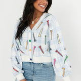 Blue & White Plaid Golf Tee Button Up Cardigan | Queen Of Sparkles