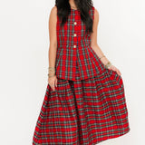 Officially Christmas Plaid Skirt | Red