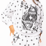White & Black Polka Dot Sparkle Logo Short | Queen Of Sparkles
