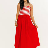 Summer Stripes Maxi Dress | Red