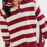 Rugby Striped Pullover | Burgundy