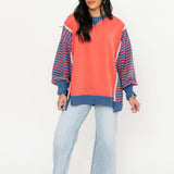 Good Vibes Stripe Crew | Coral