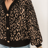 Brooke Button Up Cardigan | Chocolate Leopard