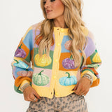Pastel Colorblock Pumpkin Button Up Cardigan | Queen Of Sparkles