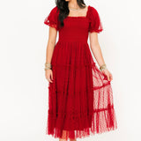 Mylee Textured Midi Dress | Red