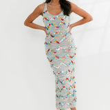 Rainbow Knit Zig Zag Pailette Tank Midi Dress | Queen Of Sparkles