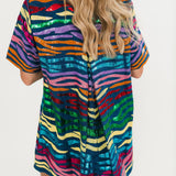 Denim W/ Rainbow Tiger Short Sleeve Dress | Queen Of Sparkles