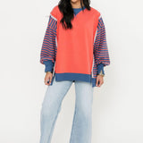 Good Vibes Stripe Crew | Coral
