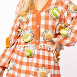 Orange Checker Knit Thanksgiving Food On Plate Skirt | Queen Of Sparkles