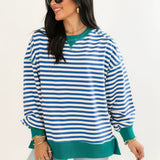Everyday Stripe Crew Sweatshirt | Royal Cream