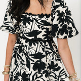 Fallen Petals Midi Dress | Black