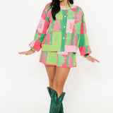 Licensed Pink & Green Colorblock Glinda and Elphaba Profile Cardigan | Queen Of Sparkles