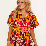 Radiant Flora Midi Dress | Garnet