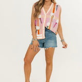 Light Pink Plaid Golf 'TEE TIME' Sweater Vest | Queen Of Sparkles