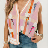 Light Pink Plaid Golf 'TEE TIME' Sweater Vest | Queen Of Sparkles