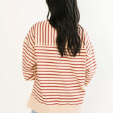 Everyday Stripe Crew Sweatshirt | Beige Brick