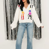 White Rainbow Skeleton Button Up Cardigan | Queen Of Sparkles