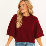 Moonlight Knit Sweater Top | Garnet