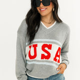 USA Varsity V Neck Sweater
