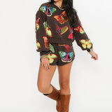 Brown & Neon Butterfly Short | Queen Of Sparkles