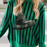 Licensed Green & Black Striped Elphaba Hat Sweater | Queen Of Sparkles
