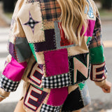 Beige Mutli Queen Patchwork Sweatshirt | Queen Of Sparkles
