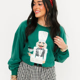 Dark Green Caviar Serving Nutcracker Sweatshirt | Queen Of Sparkles