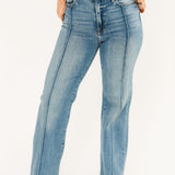 Happi Pintuck Flare Jeans | Med Light Wash