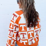 Orange & White Tennessee Checkered Cardigan | Queen Of Sparkles