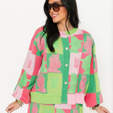 Licensed Pink & Green Colorblock Glinda and Elphaba Profile Cardigan | Queen Of Sparkles