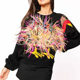 Black Feather Turkey Sweater | Queen Of Sparkles