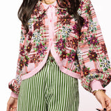 Pink Plaid Poinsettia Button Up Collar Sweater | Queen Of Sparkles