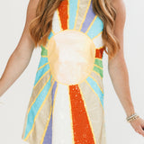 Rainbow Sunshine Burst Sequin Tank Dress | Queen Of Sparkles