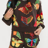 Brown & Neon Butterfly Short | Queen Of Sparkles
