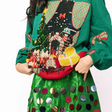 Green Christmas Living Room Sweatshirt With Bow Sleeves | Queen Of Sparkles