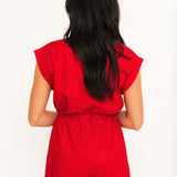 Crimson Rhinestone Zip Up Romper | Queen Of Sparkles