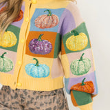 Pastel Colorblock Pumpkin Button Up Cardigan | Queen Of Sparkles