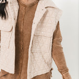 Quilted Button Down Vest | Ecru