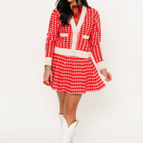 Holiday Houndstooth Mini Skirt