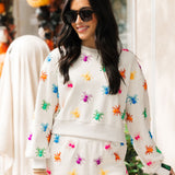 Ivory Multi Beaded Spider Sweatshirt | Queen Of Sparkles