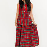 Officially Christmas Plaid Skirt | Red