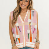 Light Pink Plaid Golf 'TEE TIME' Sweater Vest | Queen Of Sparkles